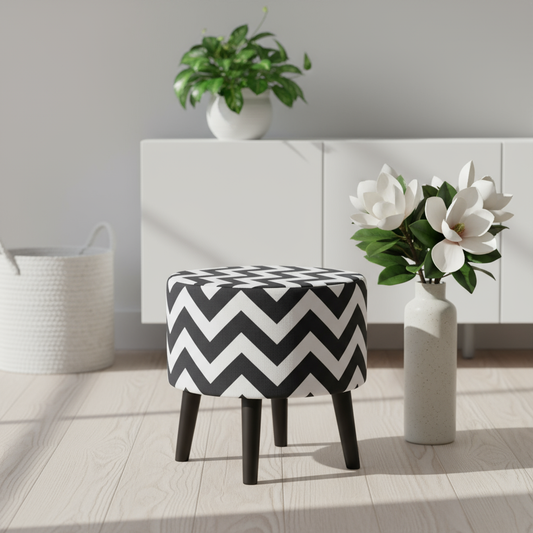 Zig Zag Round Cone Leg Ottoman
