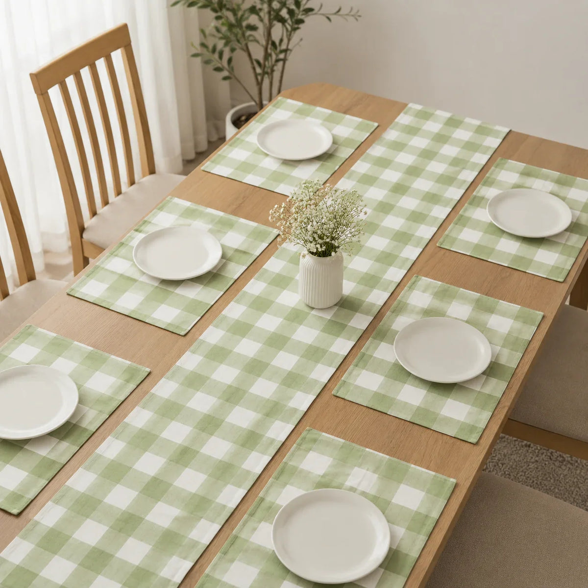 Willow Check Dining Set With Mats