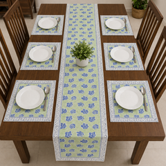 Sage Rose Table Runner With 6 Mats