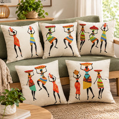 Dancing African Printed Cushion Covers Pack of 5