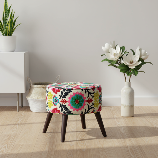 River Place Round Cone Leg Ottoman