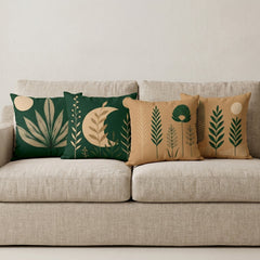 Verdant Earth Botanica Printed Cushion Covers - (Pack of 4) For Living Room, Bed Room, Home Decor