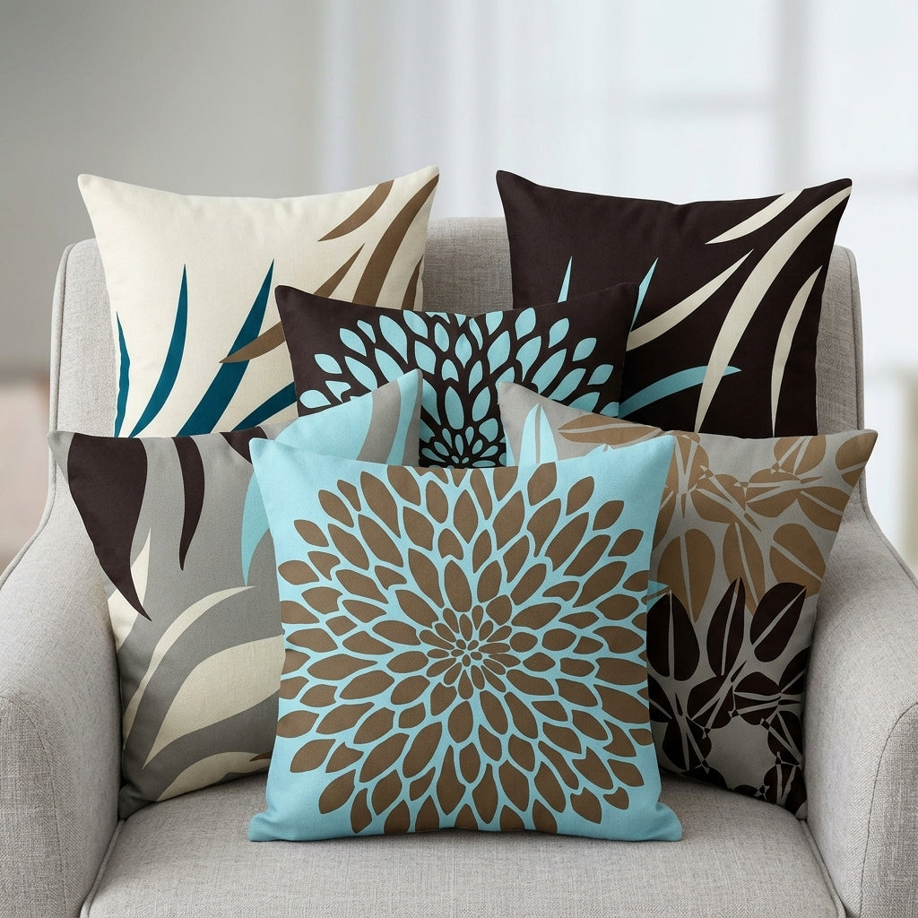 Blue Decorative Cushion Covers Pack of 6