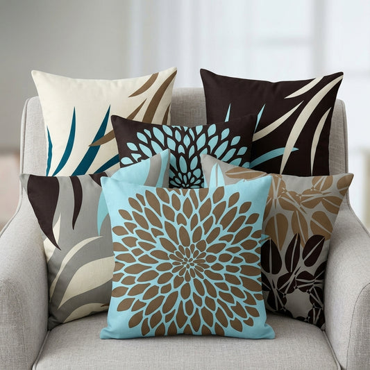 Blue Decorative Cushion Covers Pack of 6