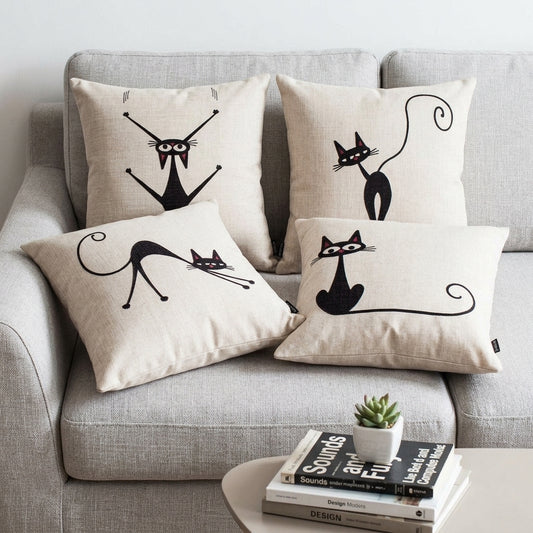 Pepper Cat Printed Cushion Covers Pack of 4