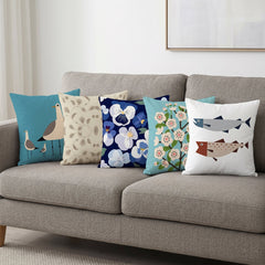 Aqua Garden Living Printed Cushion Covers - (Pack of 5) For Living Room, Bed Room, Home Decor