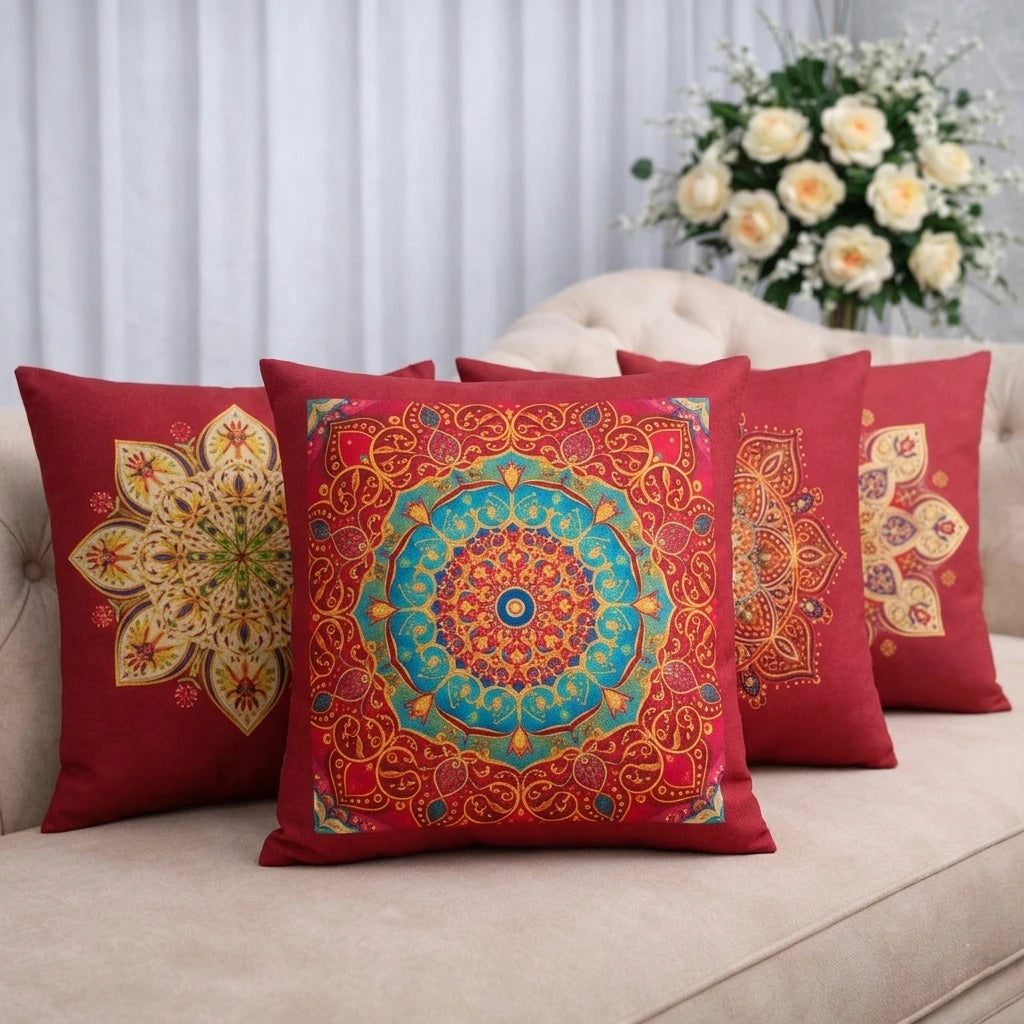 Britimes Throw Printed Cushion Cover pack of 4