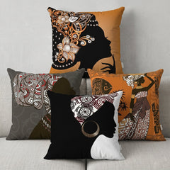 African Closeup Women Cushion Covers Pack 4