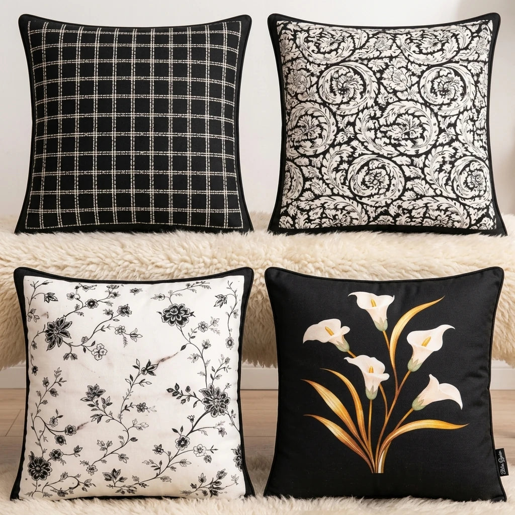 Bilin Ggaier Black Cushion Cover Pack of 4