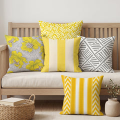 Sunlit Living Series Printed Cushion Covers - (Pack of 5) For Living Room, Bed Room, Home Decor