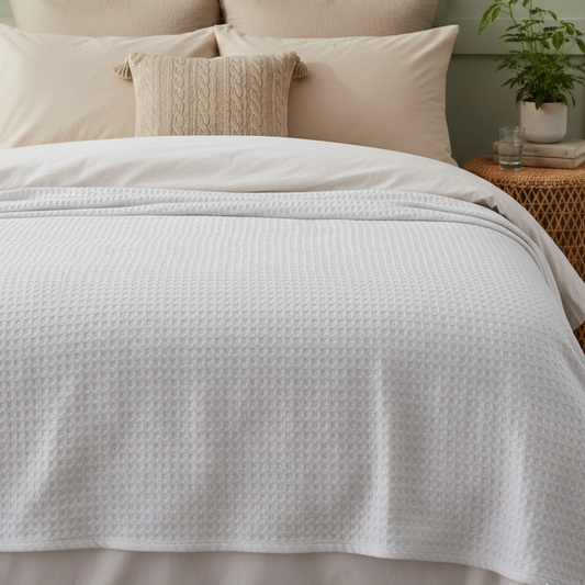 Viscos Cotton Thermal Blanket White