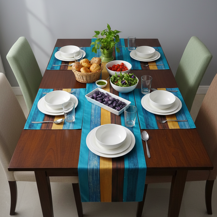 Rustic Burlap Table Runner With Mats