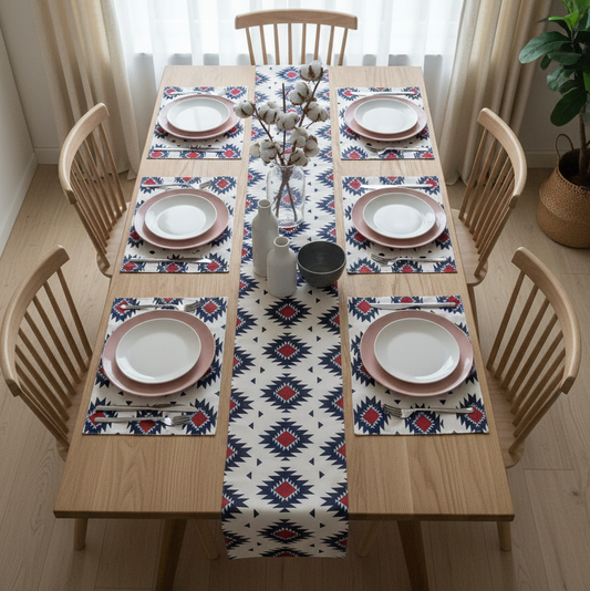 Tribal Diamond Table Runner with Mats