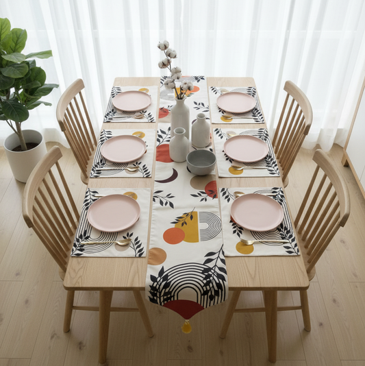 Modern Boho Arch Table Runner with Mats