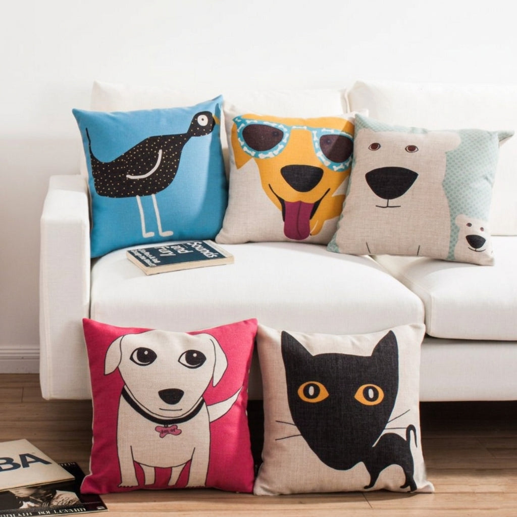 Jolly Animals Printed Cushion Covers - (Pack of 5) For Living Room, Bed Room, Home Decor