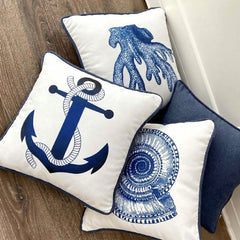 Oceanic Charm Printed Cushion Covers - (Pack of 4) For Living Room, Bed Room, Home Decor