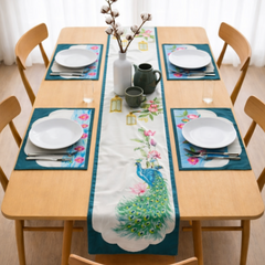 Regal Peacock Table Runner with Mats