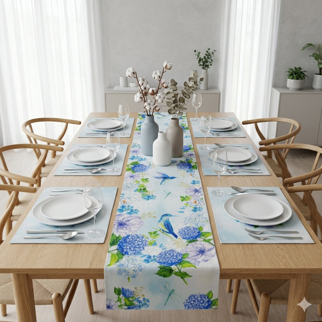 Sparrow Charm Table runner with Mats