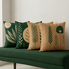 Verdant Earth Botanica Printed Cushion Covers - (Pack of 4) For Living Room, Bed Room, Home Decor
