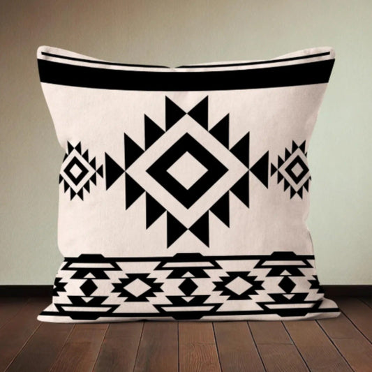 Aztec Style Beige Black Cushion Cover Pack of 4