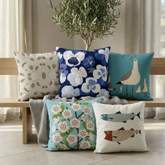 Aqua Garden Living Printed Cushion Covers - (Pack of 5) For Living Room, Bed Room, Home Decor