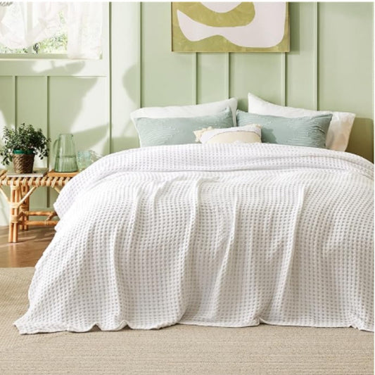 Cotton Waffle King Size Blanket Summer Blanket Bamboo for Luxury Throws