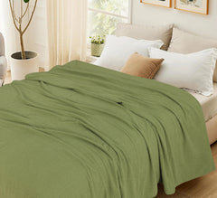 Waffles Terry Cotton Thermal Blanket - Sage