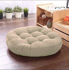 Light Brown Solid Velvet Floor Filled Cushion